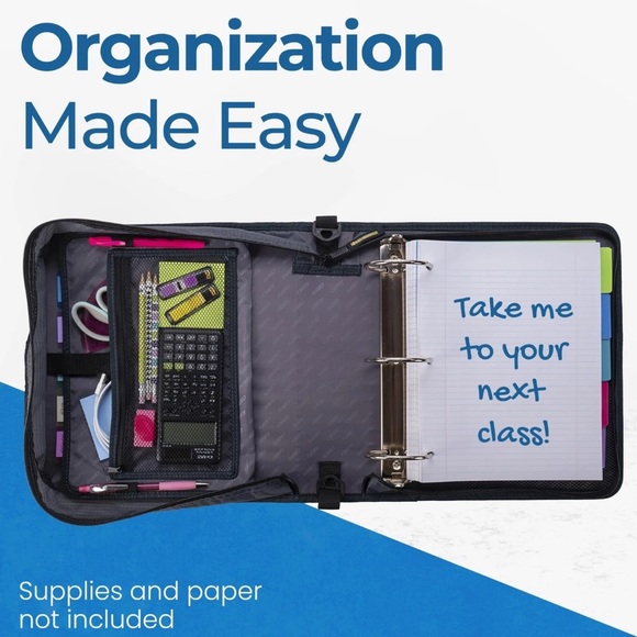 Case It Mighty Zip Tab 3 Inch Zipper Ring Binder with Expanding File 600 Sheets - Picture 7 of 7